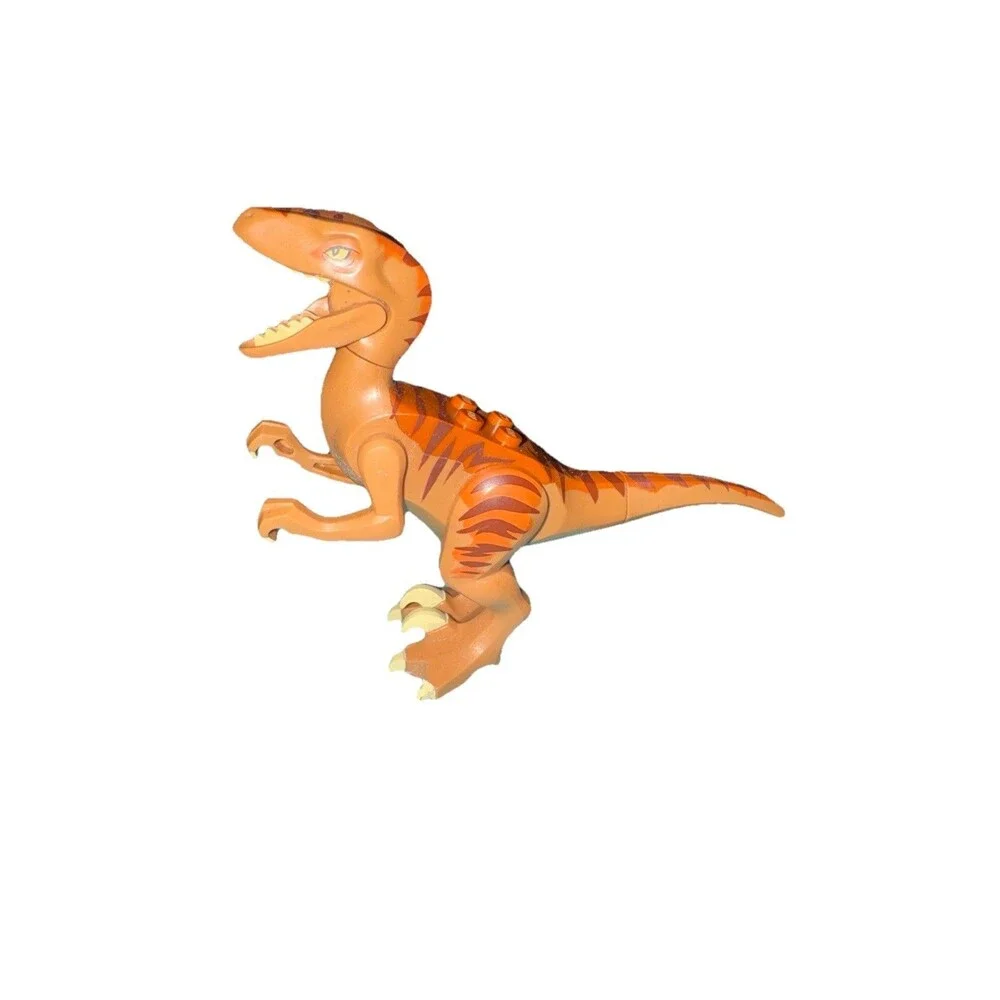 Lego Dino Defense HQ Tan/Orange Brown Stripes Raptor- Moving Jaw